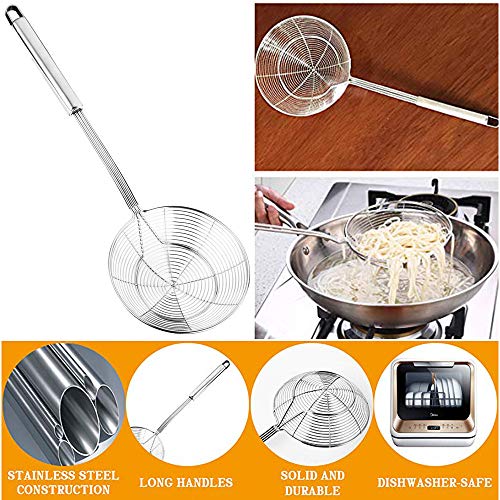 Euone Spider Strainer Clearance Sale , Stainless Steel Solid Spider Strainer Skimmer Ladle With Handle Kitchen Tool