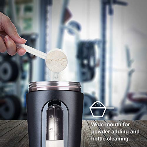TOOFEEL Protein Shaker Bottle, Stainless Steel Sports Water Bottle Shaker Cup with Visible Window, Leak Proof, 28-Ounce, BPA Free