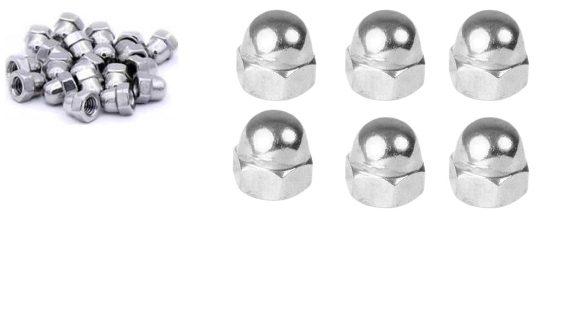 Stainless Steel Cap Nut Hex Acorn Dome Head M3 M4 M5 M6 M8 M10 Marine Grade Nut for Screws Bolts Fasteners, Rust-Resistant Hardware, DIY Home Improvement Outdoor Projects - Pack of 6 (M10)