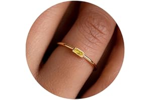 KOHOTA Dainty Gold Birthstone Rings for Women 14k Gold Plated Non Tarnish Thumb Stackable Ring Mothers Birthday Gifts Engagement Wedding Promise Rings Emerald Green Gemstone Jewelry Band Size 6-10