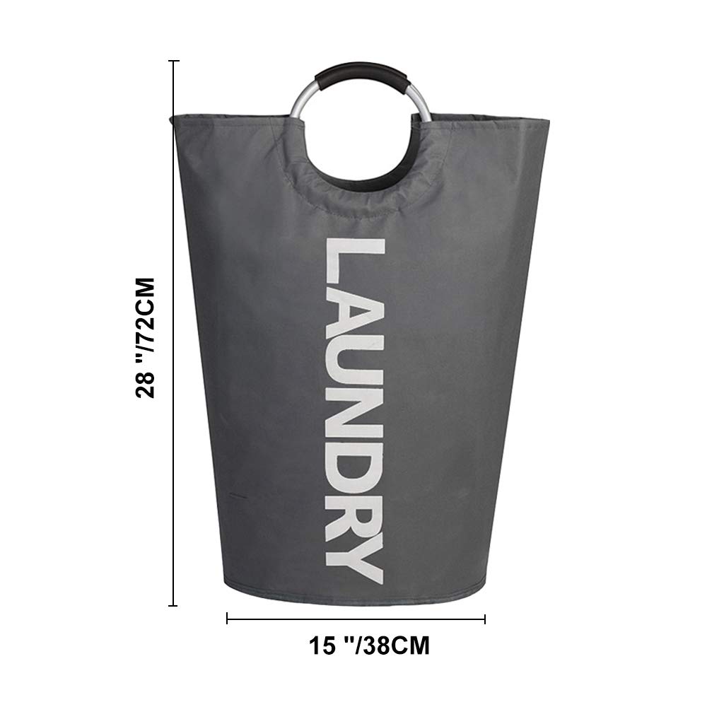 XIFIRY Large Collapsible College Laundry Bag, College Laundry Tote Heavy-duty Laundry Hamper with Alloy Handle (Deep Grey)