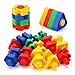 LotFancy Nuts and Bolts, 24pcs Fine Motor Skills Occupational Therapy Toys for Kids, Shapes and Colors Matching Toys, Montessori Building Construction Game with Storage Box for Baby and Toddlers