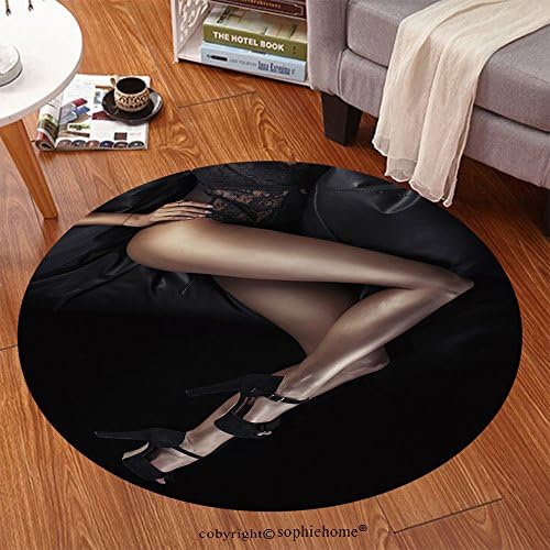 Sophiehome Soft Carpet 262736675 Long slim legs of the sensual woman Anti-skid Carpet Round 24 inches