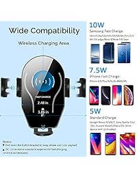 Wireless Car Charger Mount, Mikikin Auto-Clamping Qi 10W 7.5W Fast Charging Car Phone Holder Air Vent Compatible with iPhone X XR Xs Xs Max 8 8 Plus, Samsung S6 S7 S8 S9 Edge+, Note 7 Note 8 & More