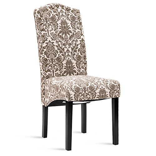 Merax Fabric Dining Chairs Flower Patterned Fabric Accent Chair with