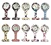 Round Silicone Nurse FOB Watch Pack of 10,Women Floral Clip-on Fob Brooch Hanging Pocket Watch