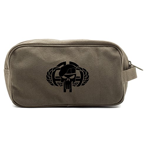 82nd Airborne Canvas Shower Kit Travel Toiletry Bag Case, Olive & Black