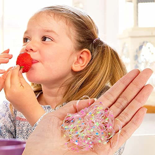 Colourful Clear Elastic Hair Bands, 1000pcs Disposable Elastic Hair Ties Non-slip Rubber Hair Bands, MAZBFF Ponytail Holders Hair Styling Accessories Tools Soft Hair Elastics Ties Bands