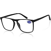 MARE AZZURO Blue Light Blocking Reading Glasses Men Large Square Computer Readers 0 1.00 1.25 1.50 1.75 2.00 2.25 2.50 2.75 3.00 3.50 4.00 5.00 6.00 (Black 2.5)