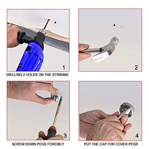 TLBTEK Silver Stainless Steel Door Stopper with Sound Dampening Rubber Bumper,Chrome Wall Mounted Modern Door Stops,Brushed Finish Door Stop for Wall Protector with Hardware Screws 3.7inch (6pcs) - Thumbnail 4