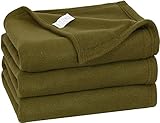 Queen Polar-Fleece Thermal Blanket Basil (90 by 95 Inches) - Extra Soft Brush Fabric, Super Warm Bed Blanket, Lightweight Couch Throw Blanket, Easy Care - By Utopia Bedding