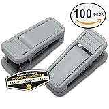 100 Pack of Mighty Gadget (R) Gray Plastic Hangers Clips