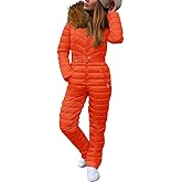 Cicy Bell Womens One Piece Ski Suits Winter Outdoor Sports Jumpsuit Fur Collar Coat Windproof Waterproof Hooded Snowsuit