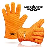 Mitt-N-Grip Extra Thick Silicone Oven Gloves - Orange (Set of 2)
