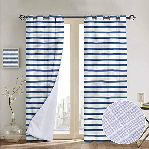 NUOMANAN Light Blocking Curtains Harbour Stripe,Hand Drawn Sea,for Bedroom, Kitchen, Living Room 84"x100"