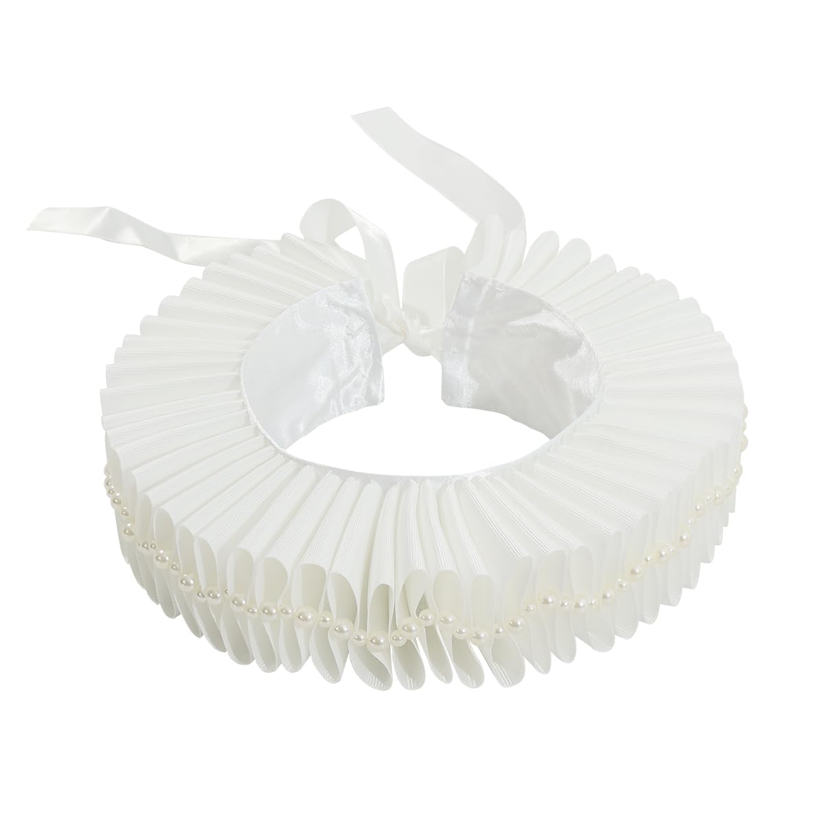 BPURB Renaissance Elisabethan Ruff Collar Neck Ruffle Collar Clown Collars, White, One Size — image 1
