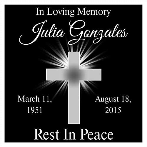 Lazzari Collections Custom Made Personalized Memorial 12x12 Inch Engraved Black Granite Grave Marker Headstone Plaque