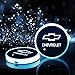 Lntly LED Car Logo Cup Holder Pad Waterproof Bottle Drinks Coaster Built-in Light 7 Colors Changing USB Charging Mat LED Cup Mat Car Atmosphere Lamp 2PCS
