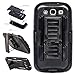 S3 Case, Galaxy S3 Case, iSee Case Holster Shell Combo Black Kickstand Protective Full Cover case for Samsung Galaxy S III i747, S3, i9300, i535, L710, T999 (S3-King Holster Black)