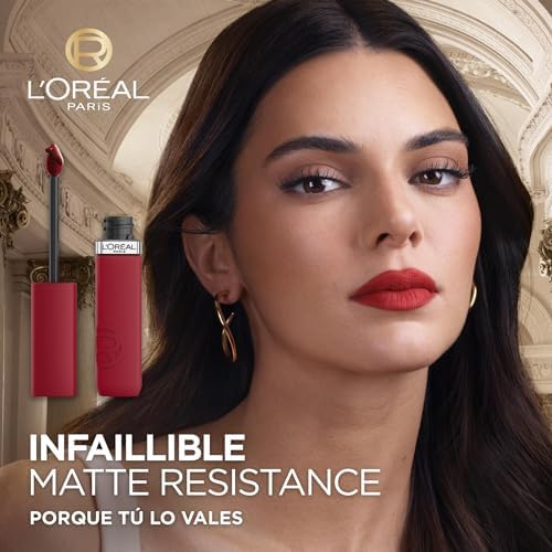 L'Oréal Paris Pintalabios Líquido, Color Intenso, Fórmula Mate de Larga Duración, Con Ácido Hialurónico, Sin Transferencia, Infaillible Matte Resistance, Tono: 425 Afterwork Drink