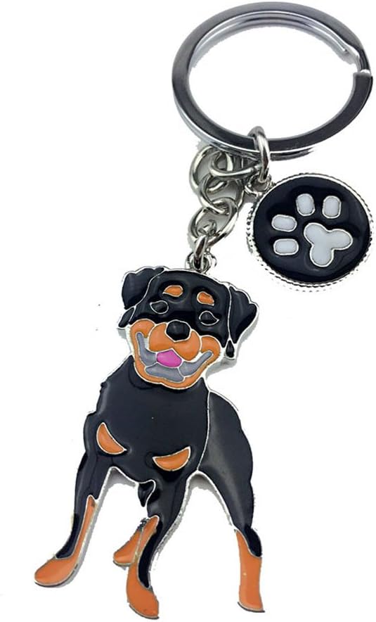 ZoonPark® Dog Puppy Keychain Keyring Metal Keyfob Key Ring Car Keyring Bag Charm (Rottweiler), S