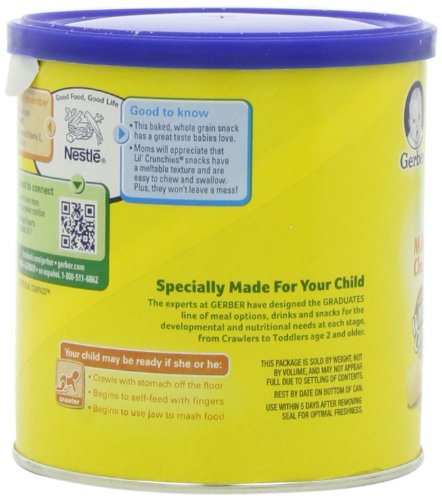 Gerber Stage 3 Mild Cheddar Lil Crunchies Snack, 1.48 Oz, 6 Pack
