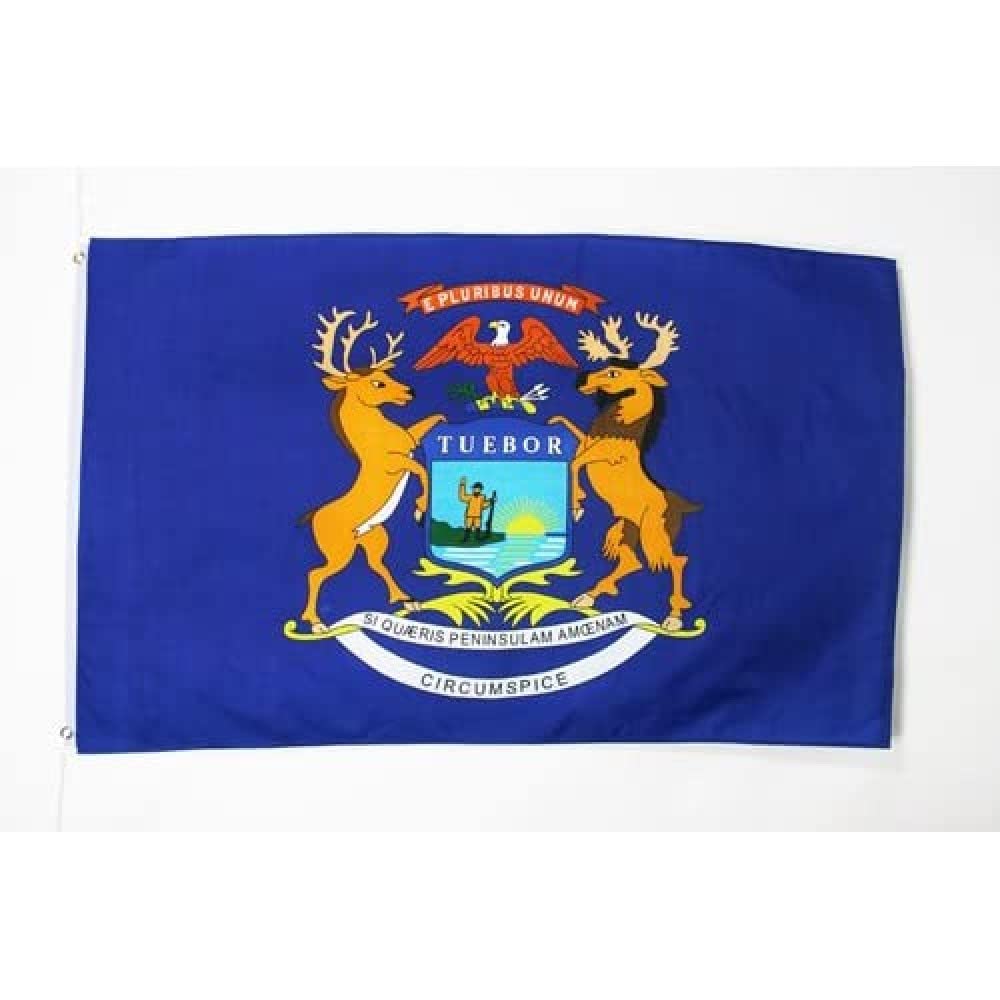 AZ FLAG - Michigan Flag - 3x5 Ft - 100D Polyester Us State Of Michigan Banner with Two Metal Grommets - Fade Resistant - Vivid Colors - 3' x 5' Feet - 150x90 Cm — image 1