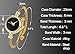 Top Plaza Womens Fashion Gold Tone Analog Quartz Bangle Cuff Bracelet Wrist Watch, Simple Elegant Stainless Steel Wire Band, 6.8 Inches(White Dial)