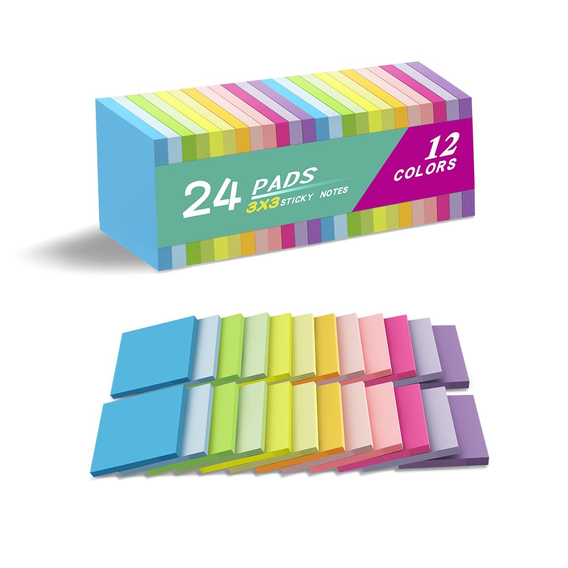 Photo 1 of (24 Pads) Sticky Notes 3x3 Inches,Bright Colors Self-Stick Pads, Easy to Post for Home, Office, Notebook