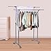 ProAid Double Rail Clothes Rack Adjustable Rolling Clothing and Garment Rack with Upgraded Commercial Wheels - Gray & Chrome