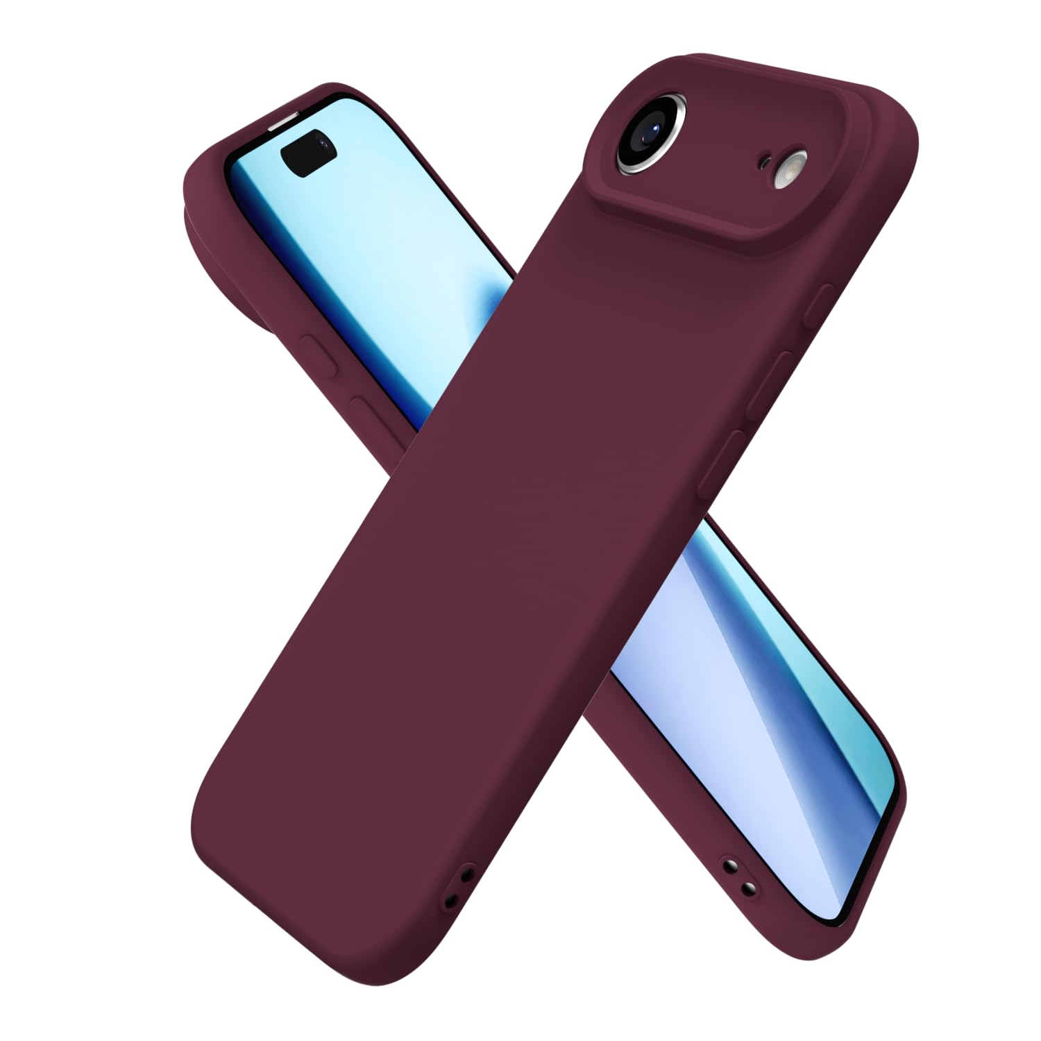 Photo 1 of oakxco for iPhone 17 Air Case Silicone, Ultra Slim Thin Phone Case for Women Girls, Plain Solid Color Minimalist Aesthetic Cute Girly Design, Soft Rubber Gel TPU with Camera Cover, Burgundy Maroon
