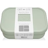 Ali+Oli Silicone Bento Box for Kids, Lunch Container for Toddler Daycare | BPA-Free; Spill-Proof Lid; Three Compartments for Food Separation; Portion Control; Snack Storage; Travel Friendly