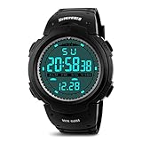 Men Watch, Sports Digital Outdoor Watches for Men Military PU Watch Band 24H Waterproof LED Electronic Wristwatch Back Light 50M Water Resistant Stopwatch Alarm Fashion Casual Calendar Date Week Month