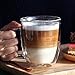 Glass Coffee Mug, Double Wall Insulated Glass Cup 12 Oz Heat-resistant Clear Coffee Mug for Tea Coffee Latte Espresso Cappuccino and Beverage, Set of 1 (Round)