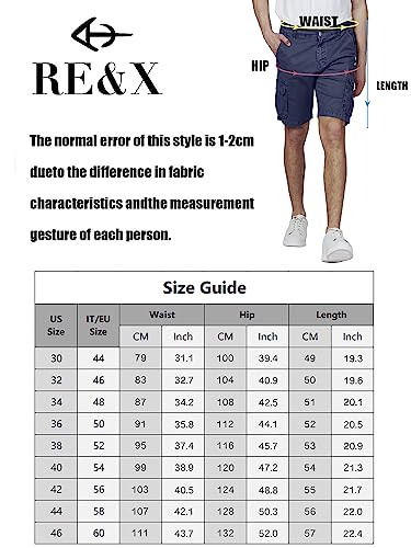 RE&X JEANS COUTURE Men's Shorts Comfortable Breathable Cotton Cargo Bermuda Shorts