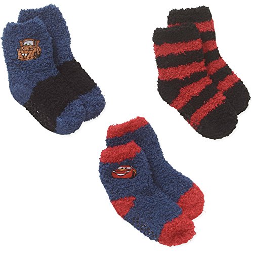Disney cars 3 pair toddler boys fuzzy socks with grip (…