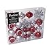 Festive 50 Piece Assorted Christmas Ornament Set, Red & Silver