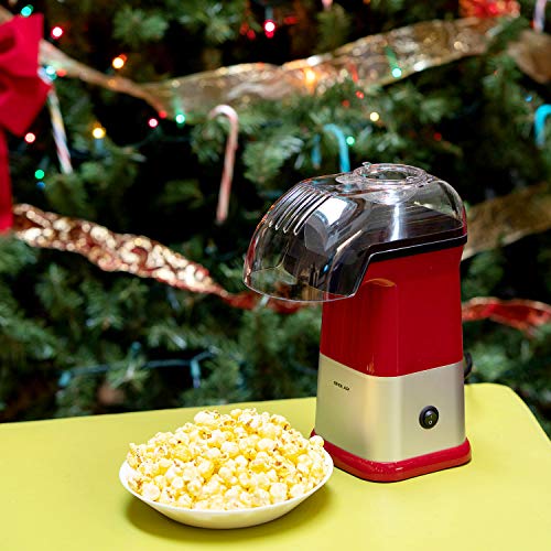 1200W Hot Air Popcorn Popper Maker with Measuring Cup, Electric Air Popcorn Machine with Detached Top Cover, Fast Popping, Healthy, for Party Watching Movie Use, Also a Ideal Birthday Gift