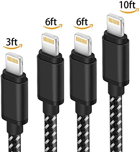 iPhone Compatible Charger Cable, MUKER 4 Pack Lightning cable, Nylon Braided 8 Pin Charging Cord Compatible with iPhone X/8/8 Plus/7/7 Plus/6/6 Plus/6S/6S Plus/5/5S/SE