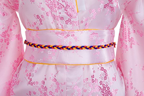 Old-to-new Women's Traditional Japanese Brocade Kimono Robe Floral Print Pink - Thumbnail 2