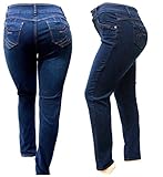 1826 DARK BLUE Stretch DENIM JEANS HIGH WAIST WOMENS PLUS SIZE SKINNY LEG PJ3688