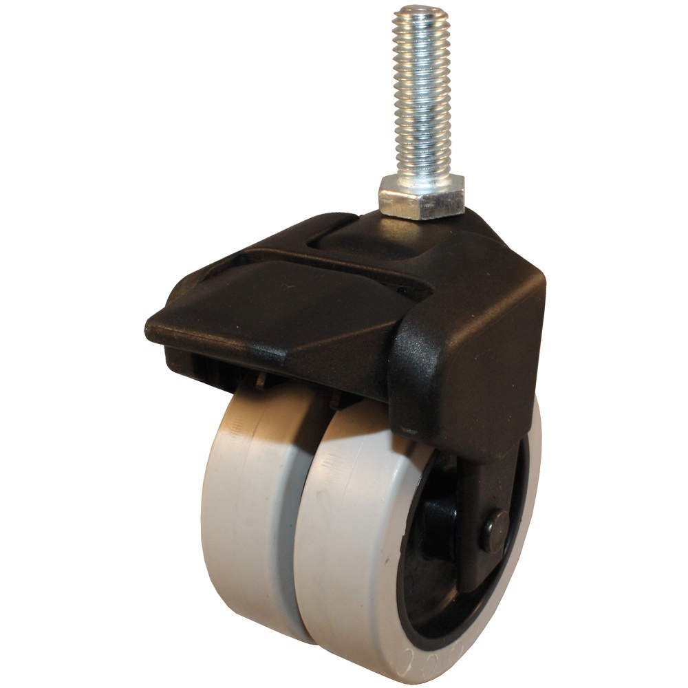 Dual Wheel Swivel Caster w/Brake, 150 lb, 3 In. Casters