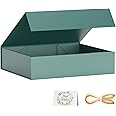 PSHVYM Gift Boxes with Lids, 11.5x7.8x3 In Forest Green Gift Box for Presents Magnetic Closure for T-Shirts, Gloves, Scarves, Books, Baby Clothes, Robes Clothing Gift Wrap, Contains Card, Ribbon