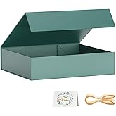 PSHVYM Gift Box 11.5x7.8x3 In, Green Gift Boxes with Lids for Presents | Collapsible Magnetic Gift Box for Shirts, Clothes, Clothing, Bridesmaid, Christmas, Birthday, Wedding, Contains Ribbon, Card