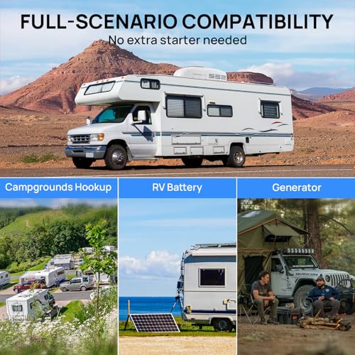 TURBRO Inverter 13.5K BTU RV Air Conditioner with Cooling and Heat Pump | Non-Ducted Low-Profile Rooftop Unit | Quiet Operation | WiFi & Remote Control | LED Atmosphere Light, White | Non-Ducted Low-Profile Rooftop Unit, Quiet Operation, WiFi & Remote Control, LED Atmosphere Light, White