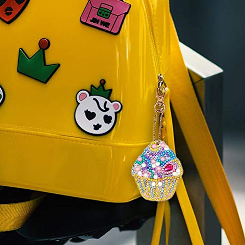 4pcs DIY Ice Cream Keychain Diamond Painting Mosaic Making Kits 5D Keychain Diamond Painting Cake Ice Cream Key Ring Pendant Gift