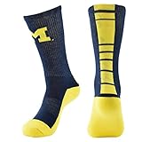 NCAA Michigan Wolverines Women's Champ Performance Crew Socks,Navy/Yellow,Womens Medium 9-11