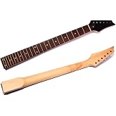 Ogdni Electric Guitar Neck for Ib Style, 25.5 Inch Maple Wood with Rosewood Fingerboard, 24 Frets, Natural Wood Finish, Right-Handed Replacement Parts,Black