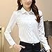 Womens Vintage Collared Button Down Shirt Long Sleeve Lace Stretch Blouse