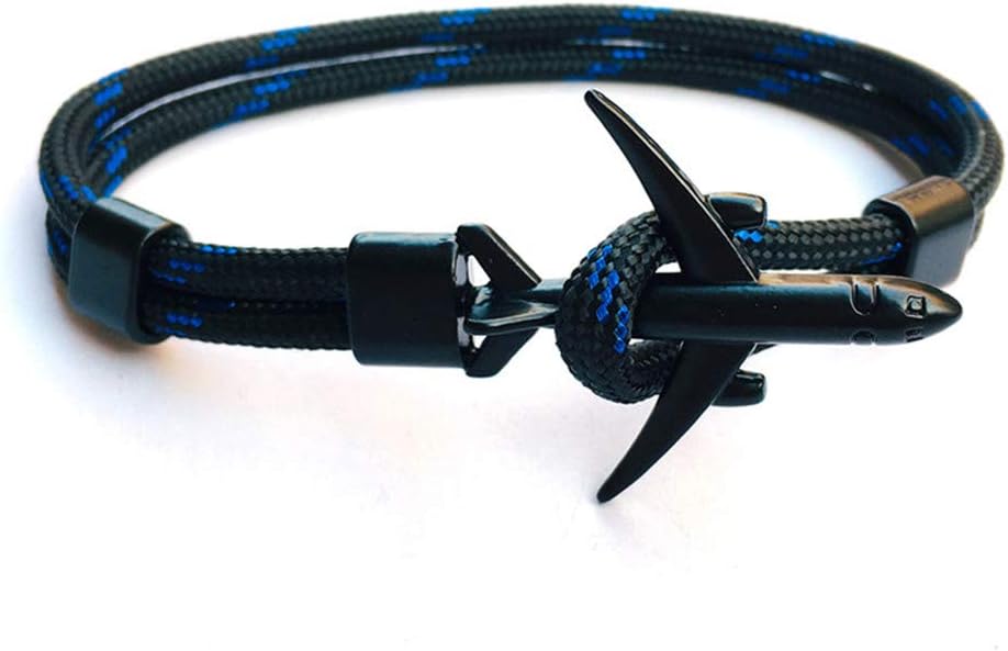 YASEF Bracelet Men Anchor Bracelet Black Airplane Boeing Hand-Woven Rope Bracelets Navy Style Survival Bracelet Optional